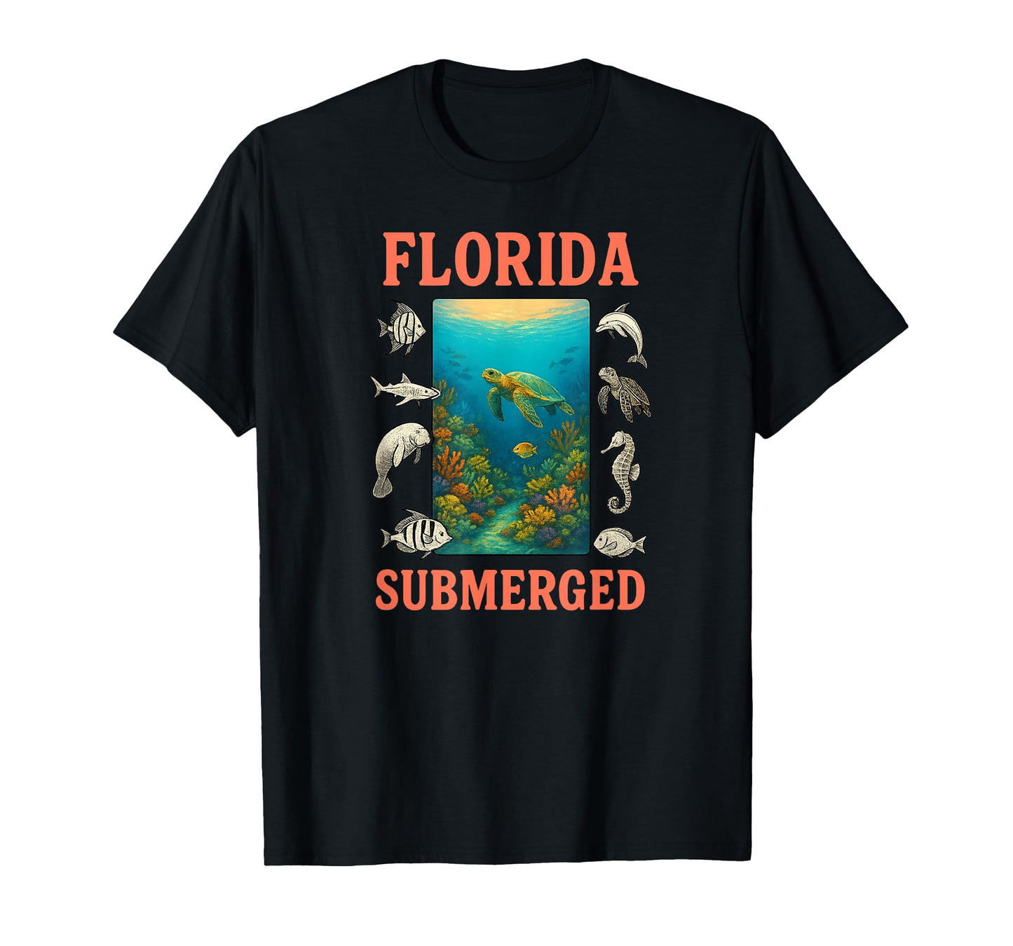 Florida Submerged Scuba Diving Design with Marine Life T-Shirt