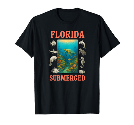 Florida Submerged Scuba Diving Design with Marine Life T-Shirt
