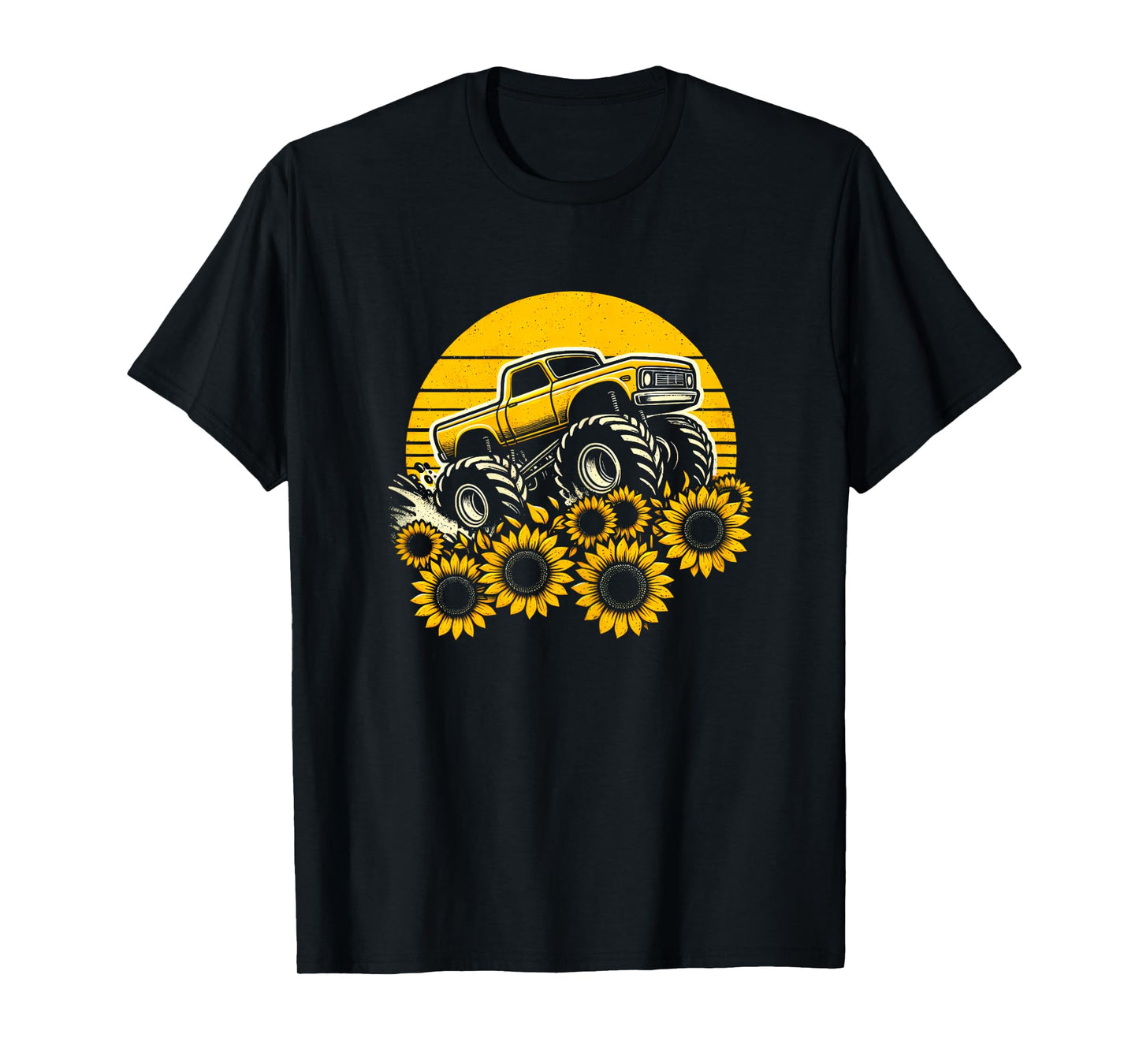 Happy Mother's Day Toddler Sunflower Monster Truck Kids Boys T-Shirt