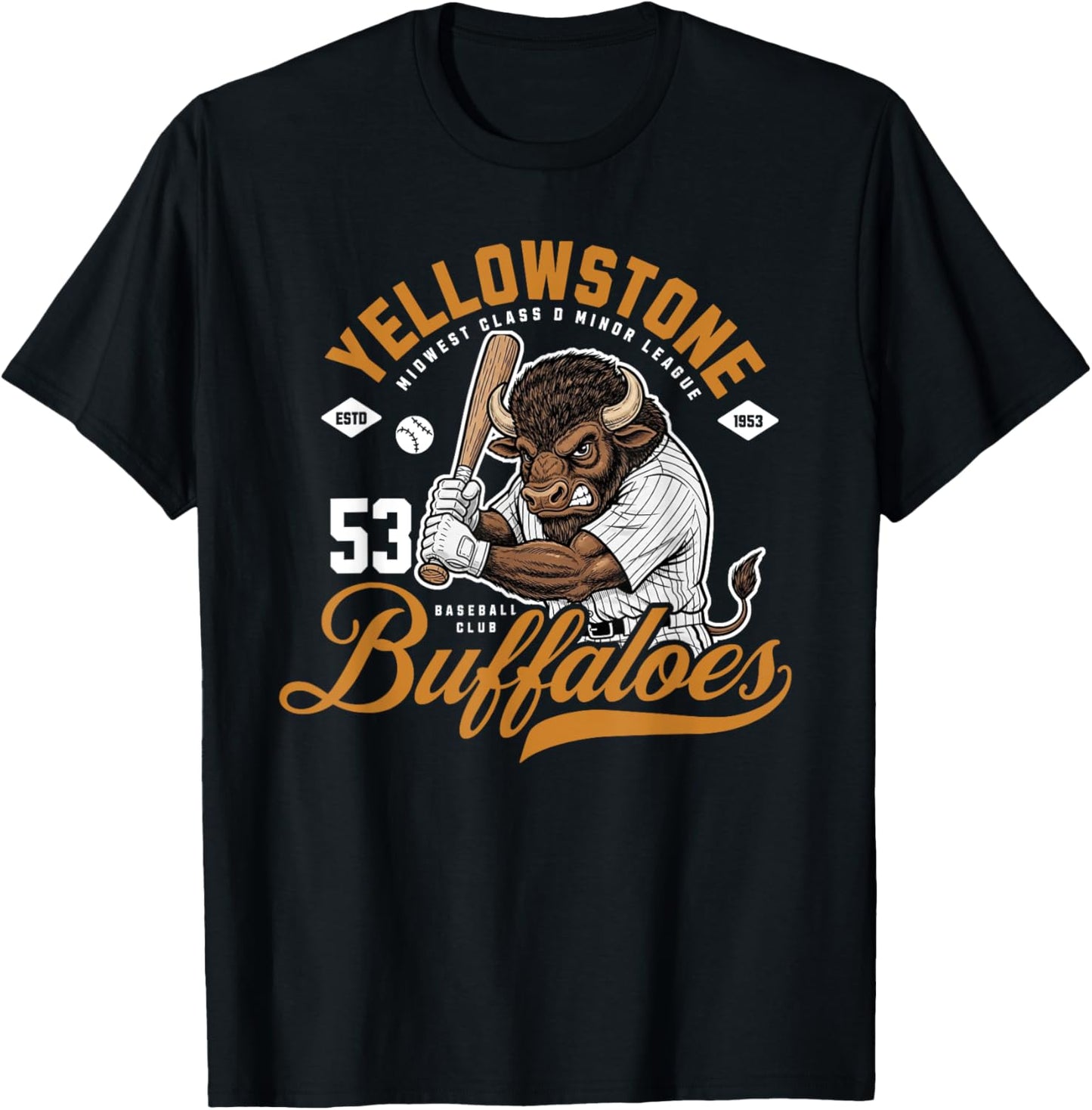 Yellowstone Buffaloes Retro Minor League Baseball Team Vintage T-shirt by TeeBrew