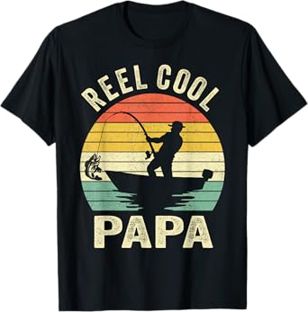 Reel Cool Papa Fishing Dad Gifts Father's Day Fisherman Fish T-Shirt