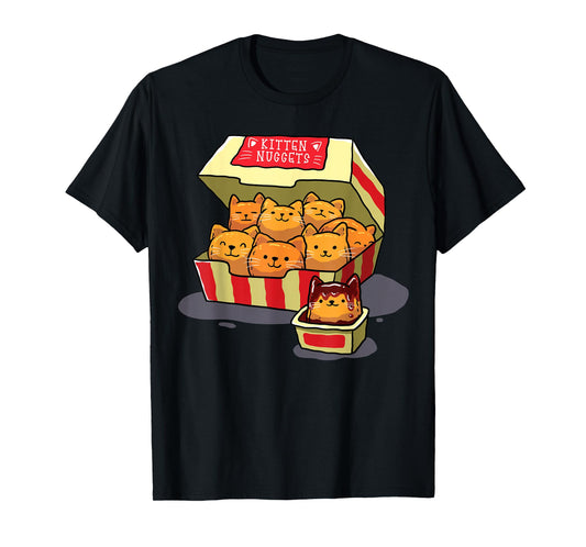 InGENIUS Funny Cat Owner Shirts & Gifts Kitten Nuggets Food Pun Cat Lover Gift Chicken Nuggets Unisex-Adults T-Shirt Black Small