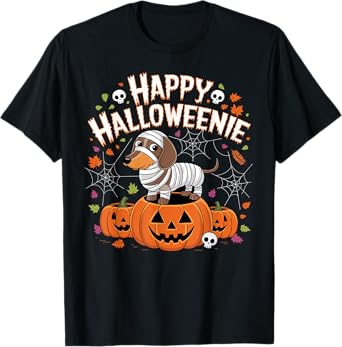 Happy Halloween Mummy Dachshund Pet Owner Holiday Wiener Dog Men Women Kids T-Shirt