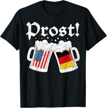 Prost German American Flag Beer Mug Oktoberfest Drinking T-Shirt