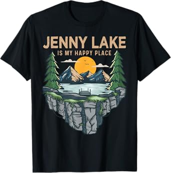 Fishing Boating Camping - My Happy Place Jenny Lake T-Shirt
