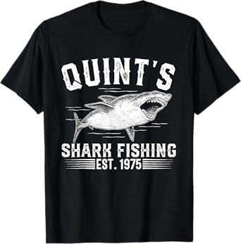 Vintage Quint's Shark Fishing 1975 Retro Fishing Day T-Shirt