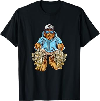 Perch Fishing Bigfoot Fisherman T-Shirt