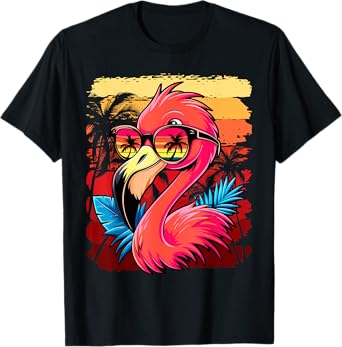 Retro Sunglasses Flamingo Womens Mens Kids Funny Flamingo T-Shirt