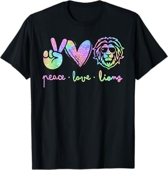 Lion Mascot Back to School Peace Love Lions Women Kids Girls T-Shirt