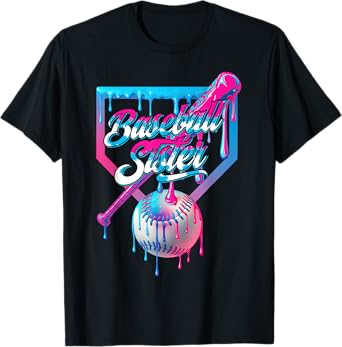 Funny Sister Baseball Tee Ice Cream Drip Birthday Girls T-Shirt