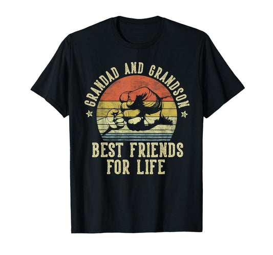 Grandad and Grandson Best Friends for Life Funny Grandad T-Shirt, Small, Black