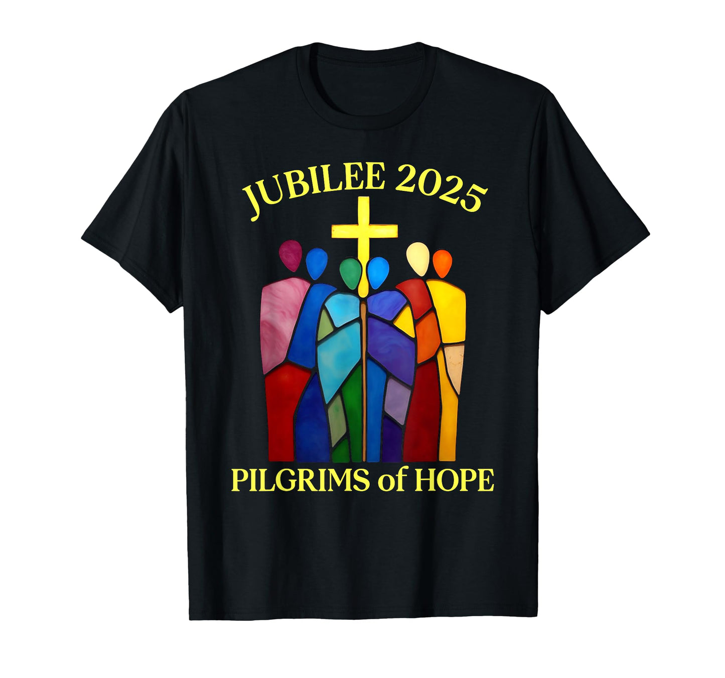 Catholic Jubilee 2025 Stained Glass Pilgrims Of Hope T-Shirt