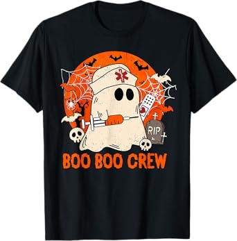 Funny Ghost Boo Boo Crew Halloween Nurse Nursing Girl Women T-Shirt
