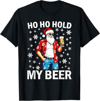 Funny Santa with Sunglasses and Beer Christmas in July T-Shirt