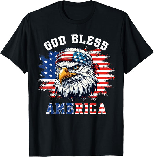 God Bless America Eagle 4th Of July Us Flag Patriotic T-shirt
