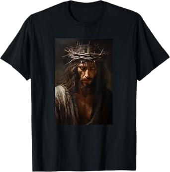 Vintage Jesus Christ Wearing Crown Of Thorns In Prayer T-Shirt