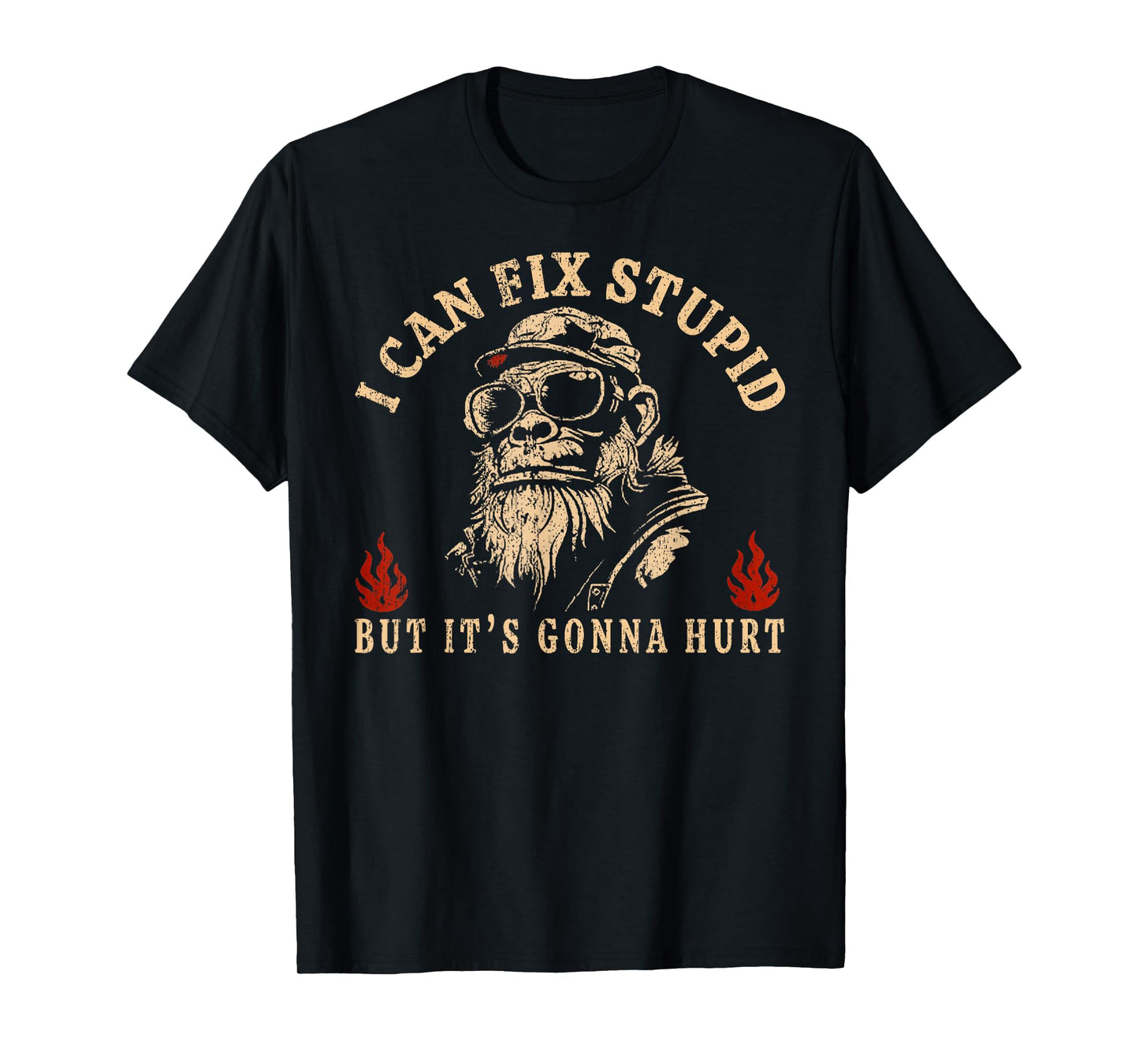 I Can Fix Stupid But It's Gonna Hurt Monkey Vintage Funny T-Shirt