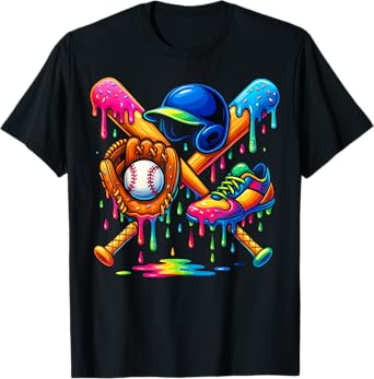 Baseball Drip Boys Ice Cream Youth Sweet Bat Cleats Glove T-Shirt