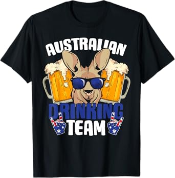 Australian Drinking Team Kangaroo Australia Flag Beer Lover T-Shirt