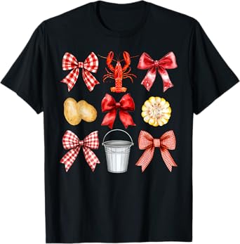 Funny Bow Cute Coquette Crawfish Boil Y2K Girl Aesthetic T-Shirt
