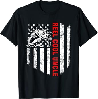 Reel Cool Uncle Shirt USA Flag Fishing Gift For Father's Day T-Shirt