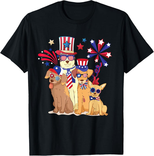 Patriotic Dog 4th Of July Funny Dogs Lovers for Pet Owners T-Shirt