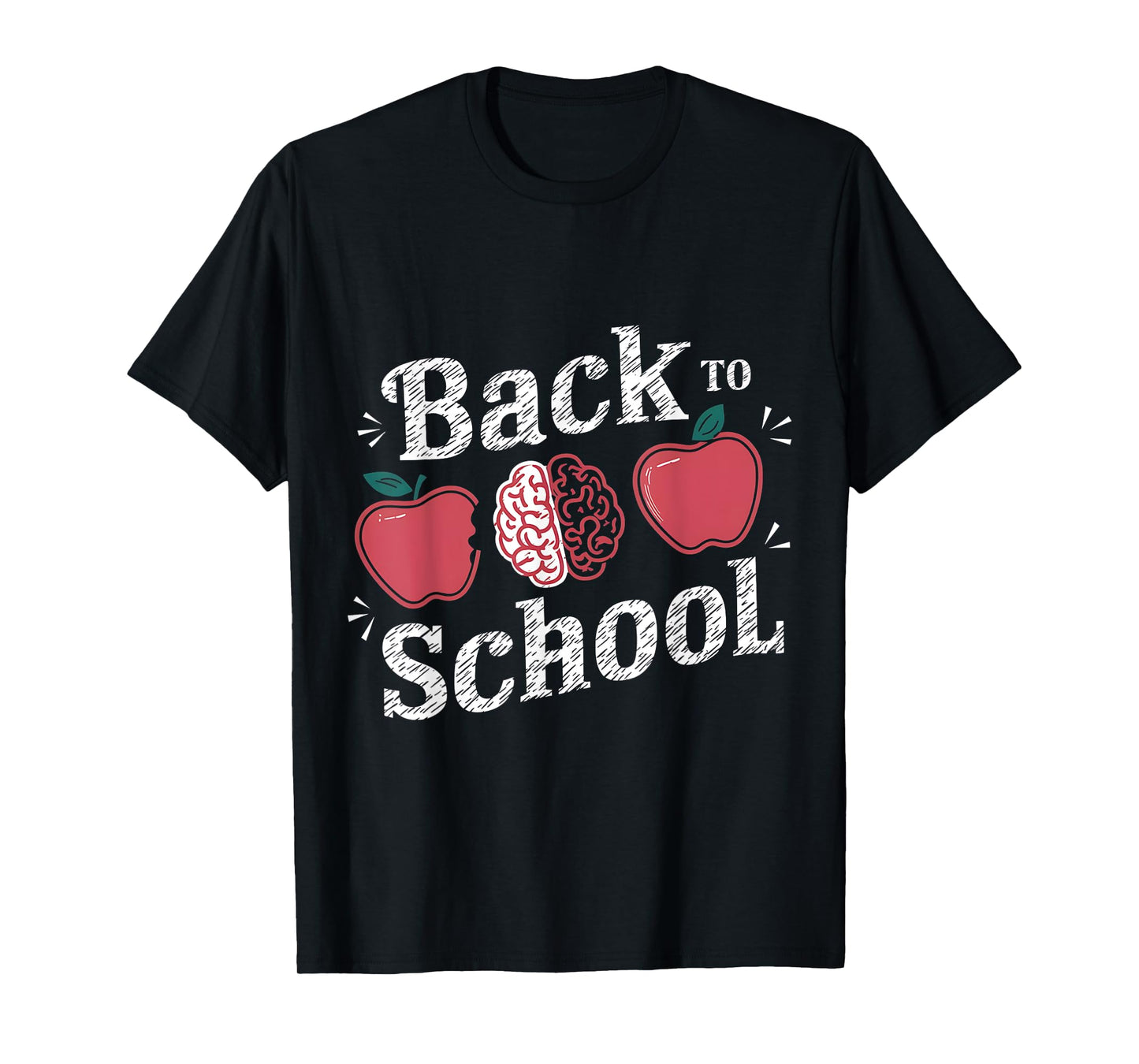Back to School Apple & Brain Fun Design For Teachers Kids T-Shirt