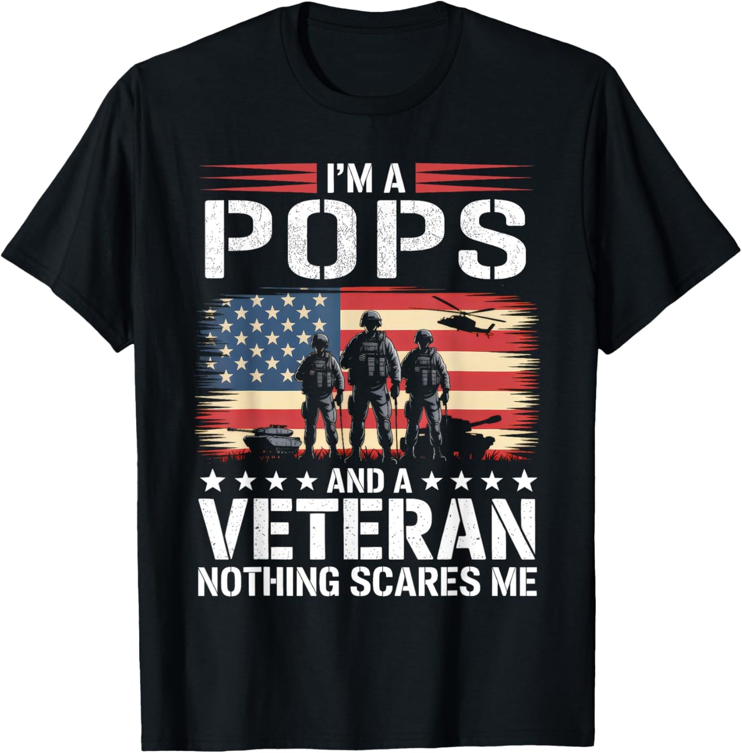 I'm A Pops And Veteran Funny Vintage Dad Pops For Mens T-shirt