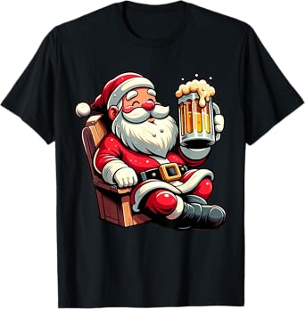 Drinking Santa Funny Beer Drinker Christmas Xmas Men Women T-Shirt