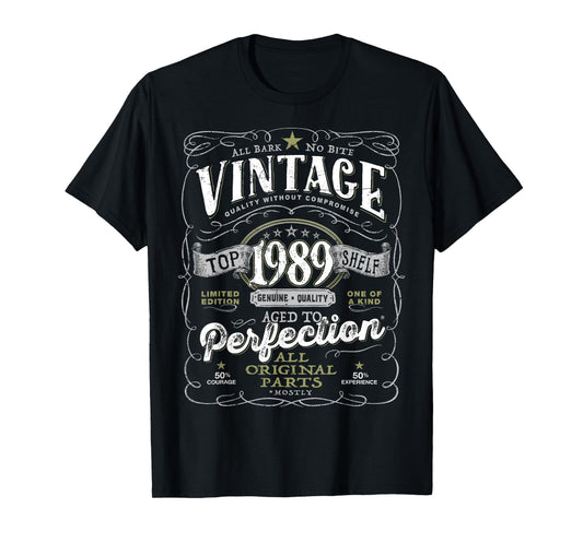 35th Birthday Top for Men, Vintage 1989 Aged to Perfection T-Shirt