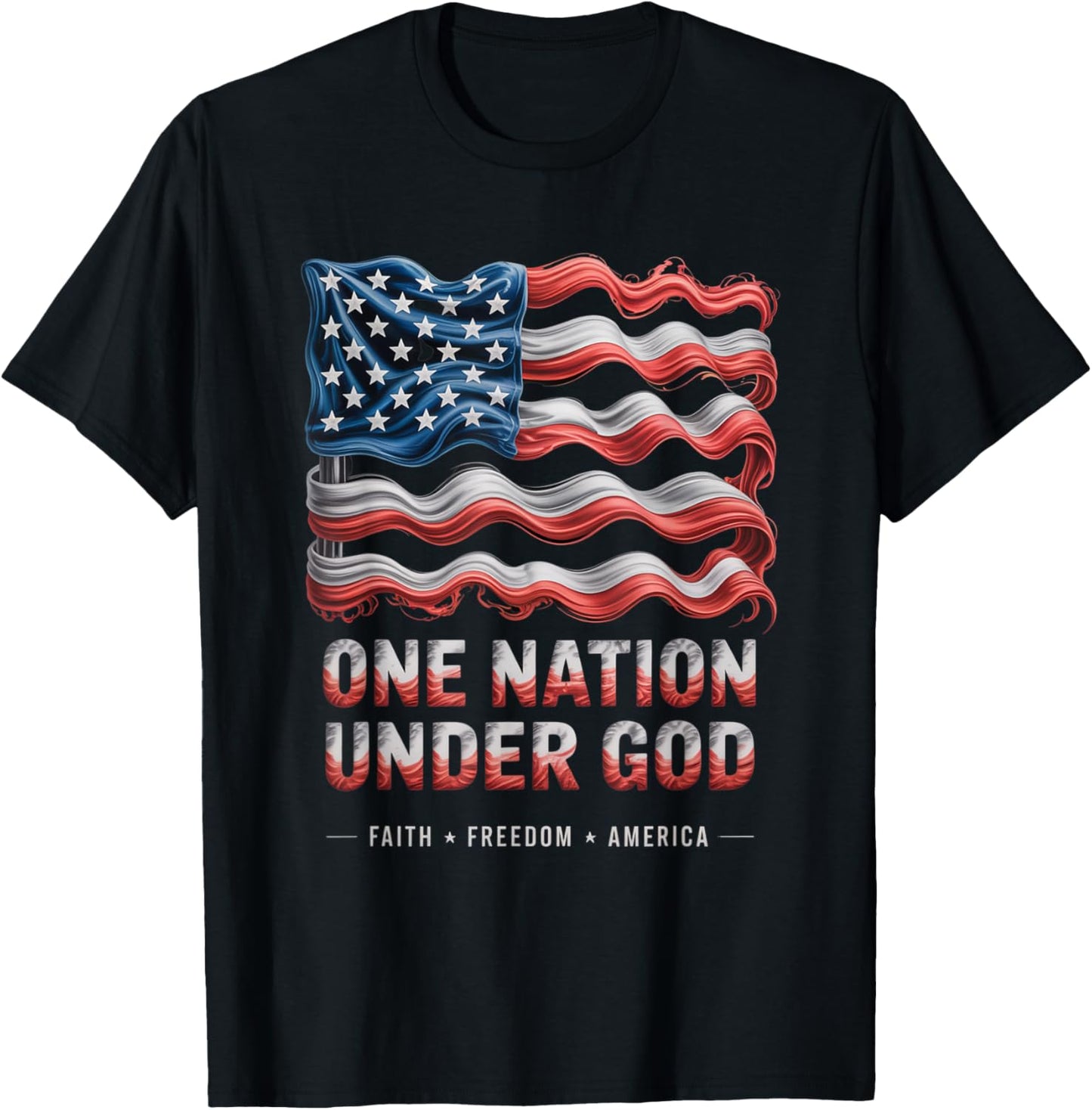 Patriotic One Nation Under God Men 4th July Usa Christian T-shirt