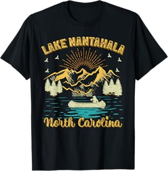 Summer Vacation Retro Mountain North Carolina Nantahala Lake T-Shirt