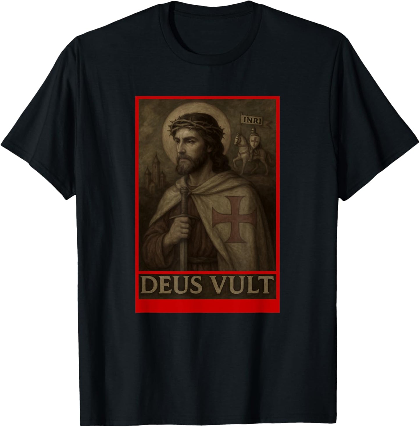 Jesus Knights Templar Crusades Deus Vult Crusaders T-Shirt