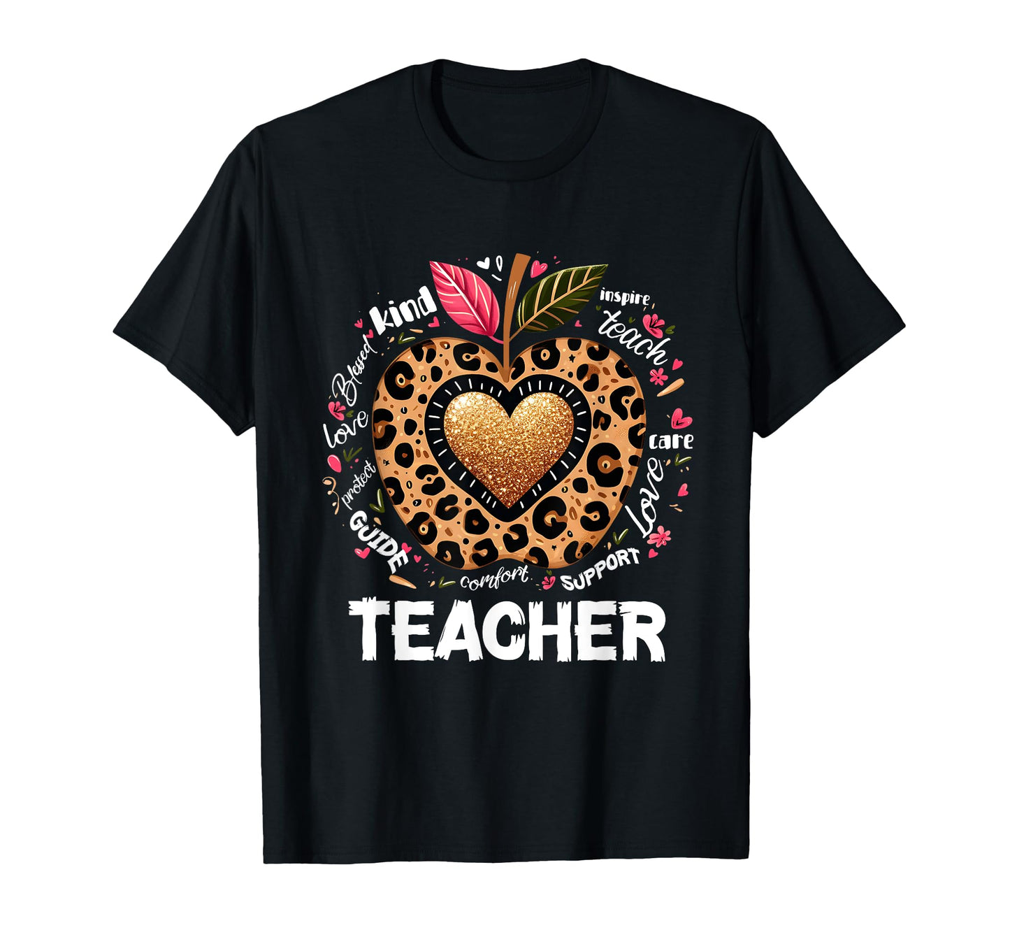 Teacher Life Leopard Apple Teacher's Day Back to School T-Shirt