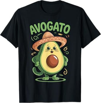 Cute Avogato Funny Cinco de Mayo Cat Avocado Mexican Fiesta Men Women Kids T-Shirt
