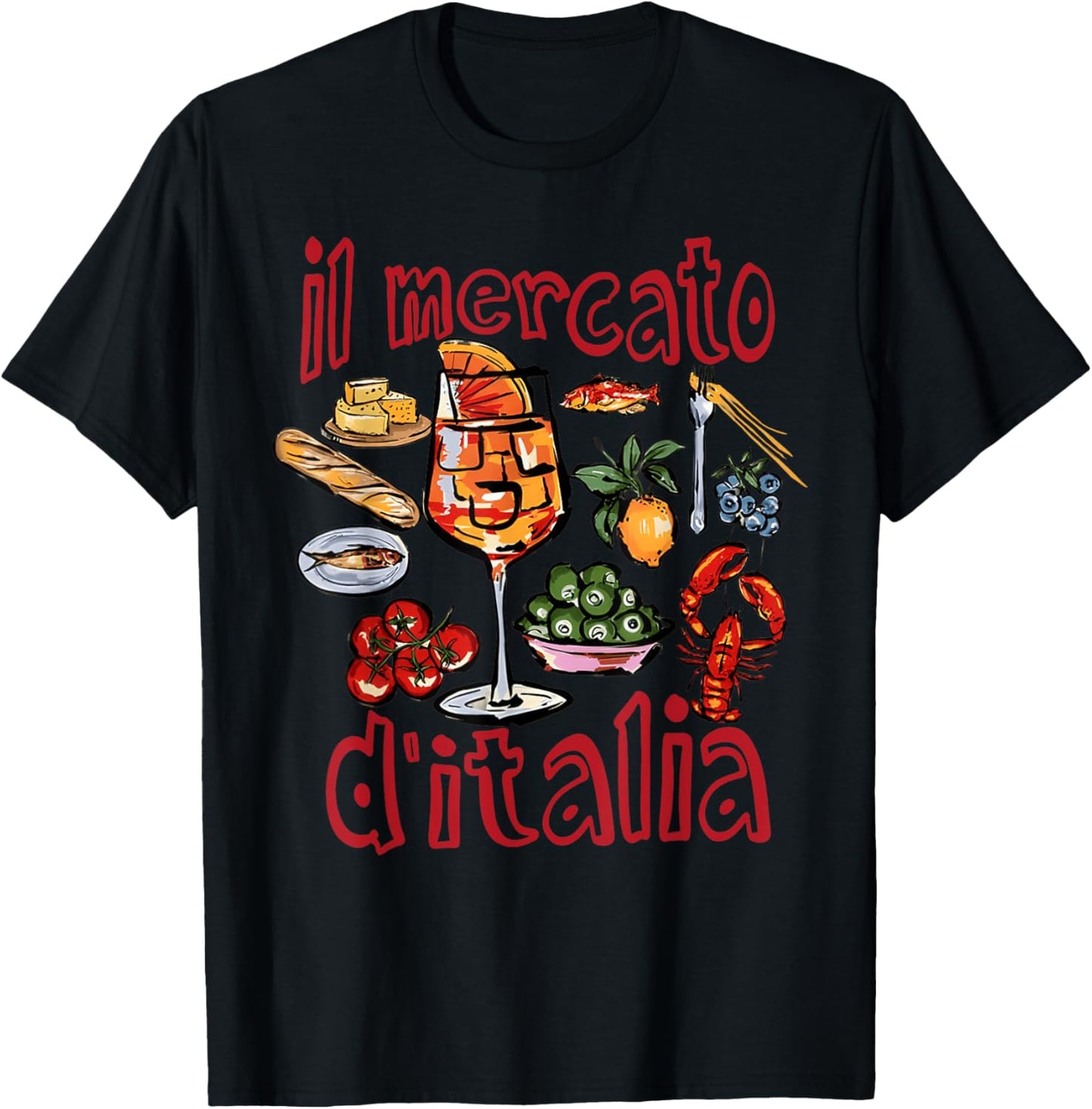 Italian Market Sardines Summer Amalfi Coast Vacation Pasta T-Shirt