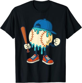 Ice Cream Drip Baseball Sports Baseball Drip for Boys Kids T-Shirt