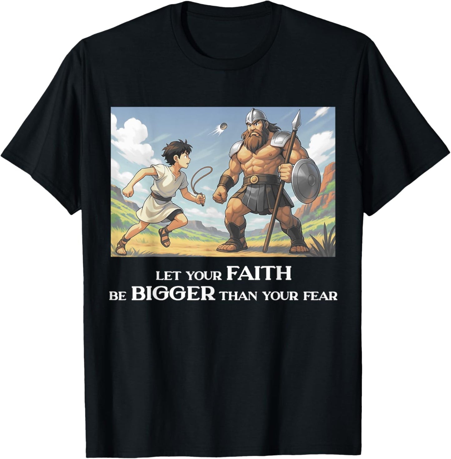 David and Goliath Christian Inspirational Men, Women,Youth T-Shirt