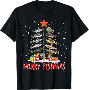 Funny Merry Fishmas - Christmas Tree Lights T-Shirt