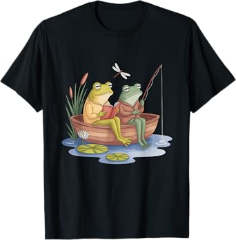 Book Shirt Frog Toad Fishing Vintage Book Frog T-Shirt