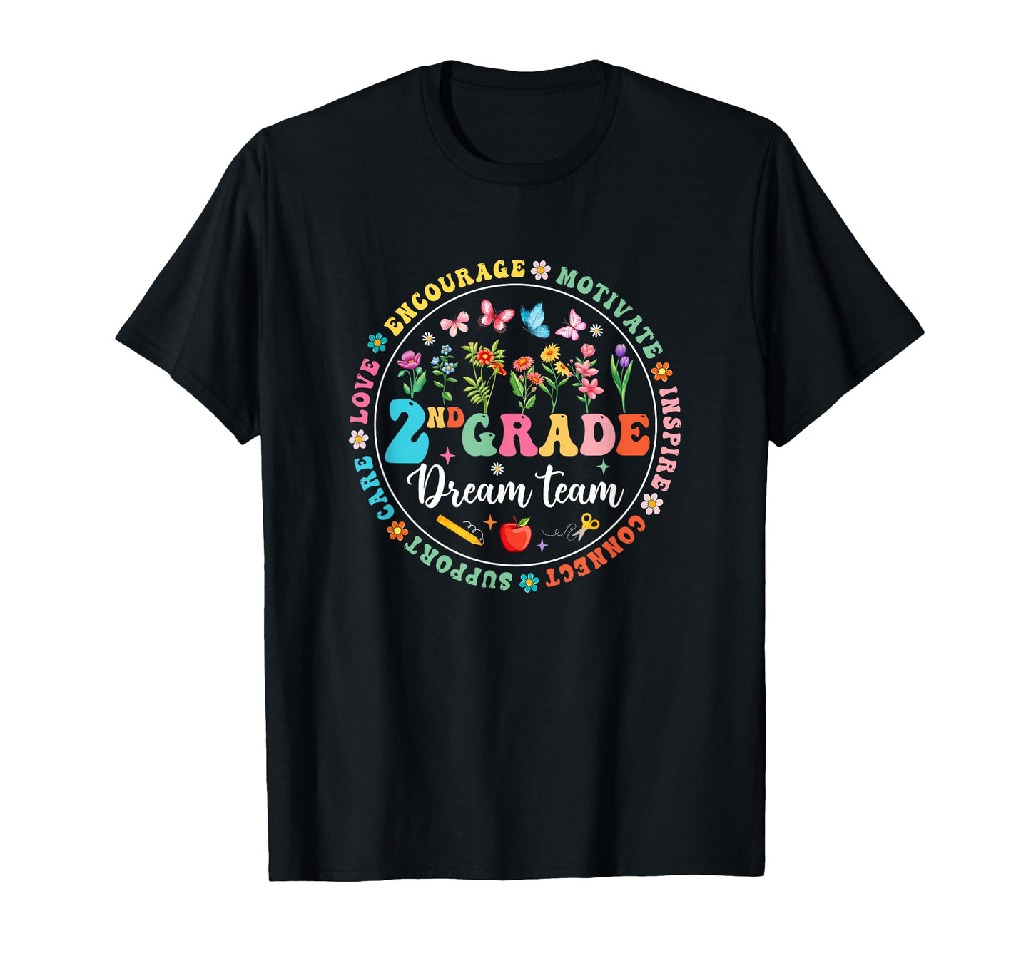 Second Grade Dream Team Back To School Teacher Flower T-Shirt