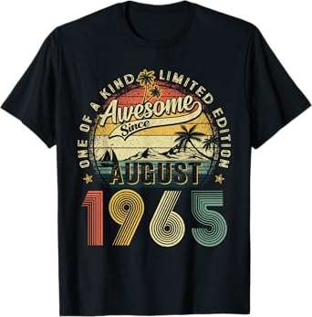 60 Years Old Vintage August 1965 Retro 60th Birthday Men Dad T-Shirt