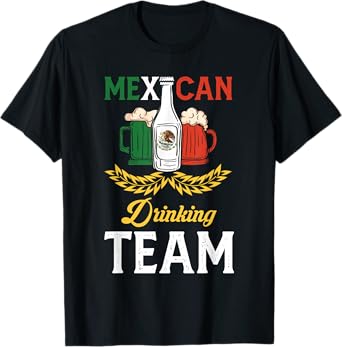 Beer Mexican Drinking Team Mexico Flag Beer Pub Party T-Shirt
