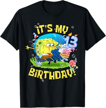 Spongebob It's My 13th Birthday Cake Kids Thirteen Spongebob T-Shirt