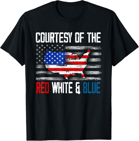 Courtesy Of The Red White And Blue Vintage America US Flag T-Shirt