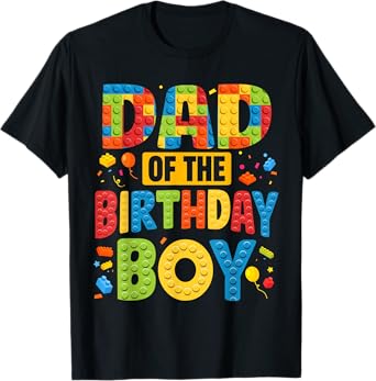 Dad Of The Birthday Boy Shirt Building Block Birthday Party T-Shirt