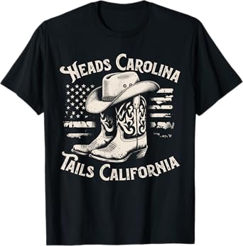 Heads Carolina Tail California Retro Vintage Country T-Shirt