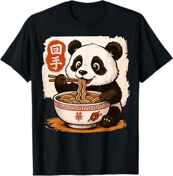Anime Panda Eating Ramen Japanese Japan T-Shirt
