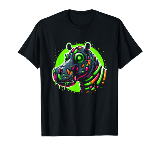 Zombie Hippo Hippopotamus Halloween Horror Skeleton Creepy T-Shirt