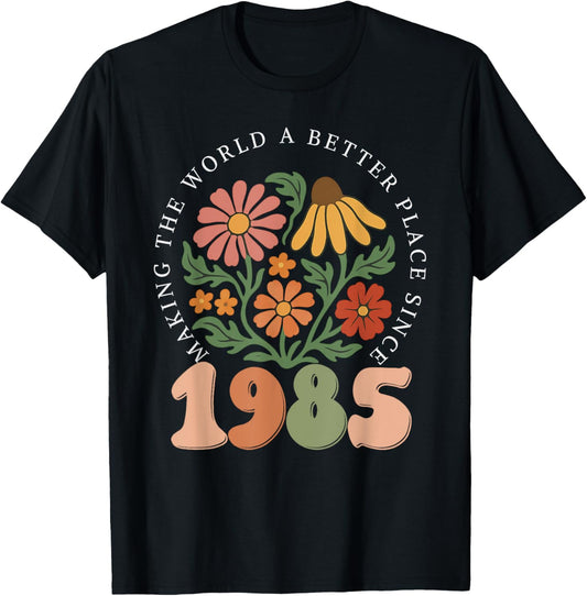 40 Years Old Vintage 1985 40th Birthday Tee Wildflower Women T-Shirt